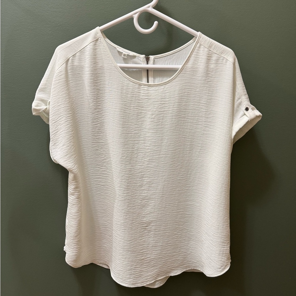 Maurices White Cuffed Sleeve Relaxed Blouse